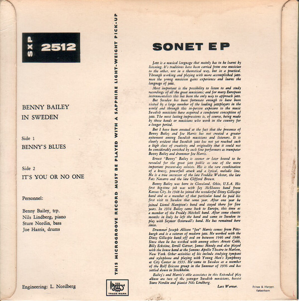 lataa albumi Benny Bailey Quartet - Benny Bailey In Sweden