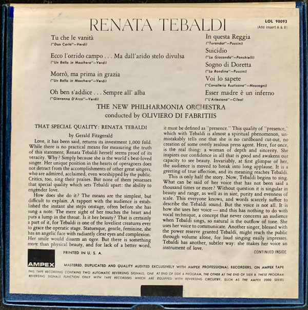 lataa albumi Tebaldi, The New Philharmonia Orchestra Conducted By Oliviero De Fabritiis - Operatic Arias