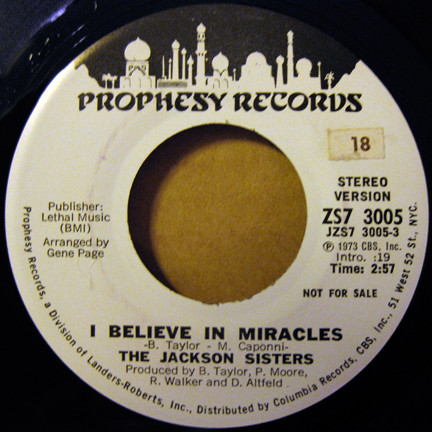 The Jackson Sisters – I Believe In Miracles (1973, Vinyl) - Discogs