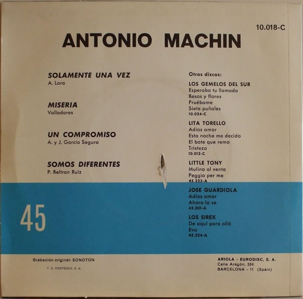 last ned album Antonio Machín - Solamente Una Vez Miseria Un Compromiso Somos Diferentes
