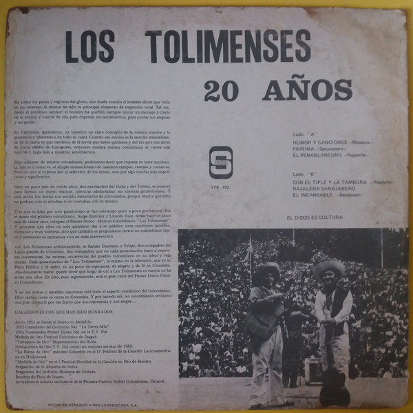 descargar álbum Los Tolimenses - 20 Años