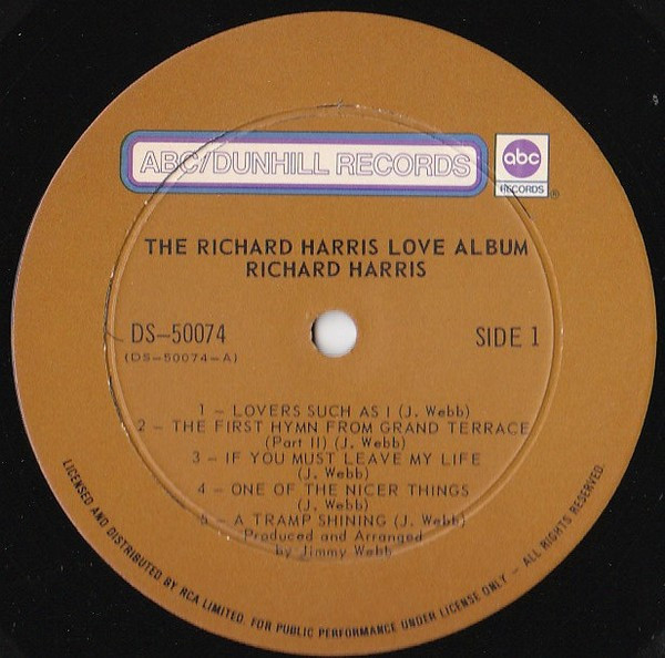 Richard Harris - The Richard Harris Love Album | ABC/Dunhill Records (DS-50074) - 3