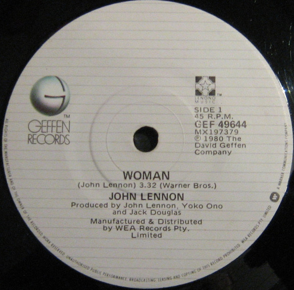 JOHN LENNON Woman / Beautiful Boys rare promo 45 with PicSleeve THE BEATLES