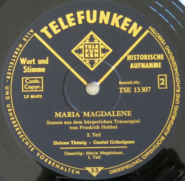baixar álbum Friedrich Hebbel, Helene Thimig, Heinrich George, Gustaf Gründgens - Maria Magdalene Szenen Aus Dem Bürgerlichen Trauerspiel