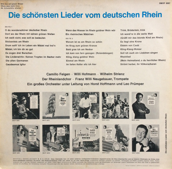 lataa albumi Camillo Felgen, Will Hoffman, Wilhelm Strienz, Der RheinlandChor, Franz Willy Neugebauer - Die Schönsten Lieder Vom Deutschen Rhein