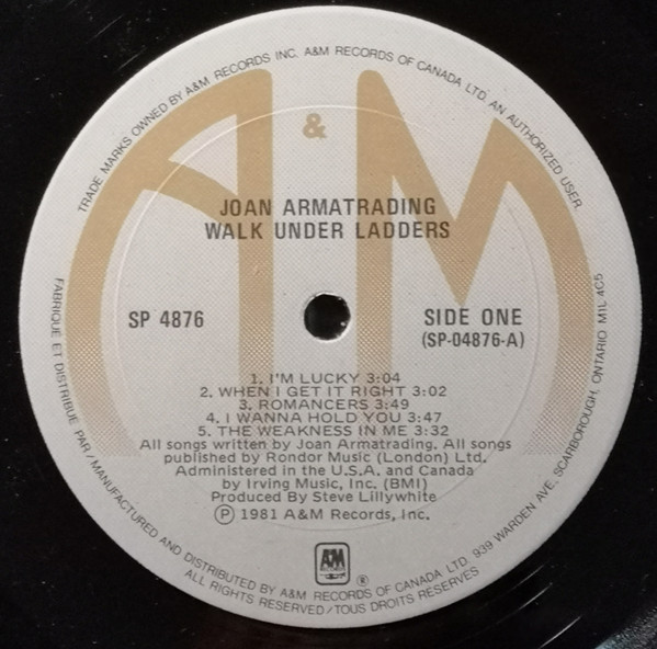 Joan Armatrading - Walk Under Ladders | A&M Records (SP 4876) - 3