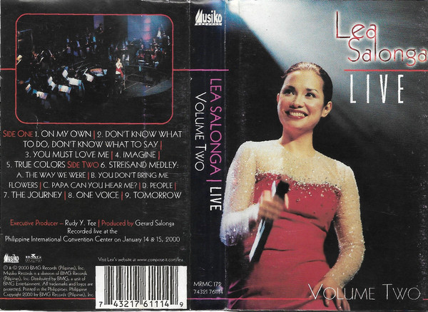 Lea Salonga – Live (Volume Two) (2000, Cassette) - Discogs