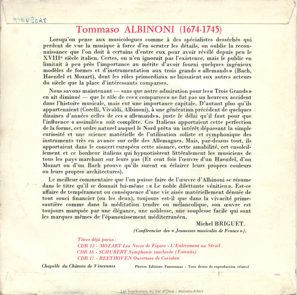 baixar álbum Albinoni - Concerto Pour Orgue Et Orchestre