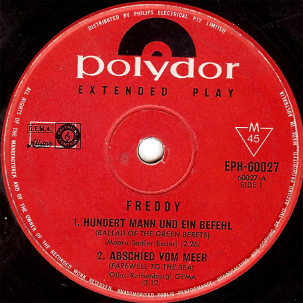 descargar álbum Freddy - Hundert Mann Und Ein Befehl Abschied Vom Meer Junge Komm Bald Wieder La Paloma