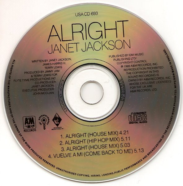 Janet Jackson – Alright (1990, Vinyl) - Discogs