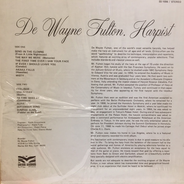 last ned album De Wayne Fulton - Harpist