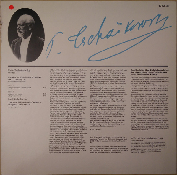 télécharger l'album Tschaikowsky Emil Gilels, New Philharmonia Orchestra, Lorin Maazel - Klavier Konzert Nr 2 G dur