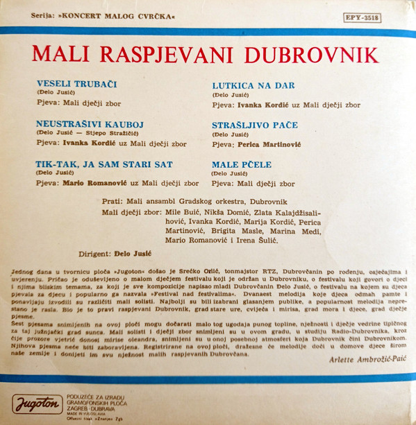 lataa albumi Mali Raspjevani Dubrovnik, Mali Dječji Zbor - Mali Raspjevani Dubrovnik