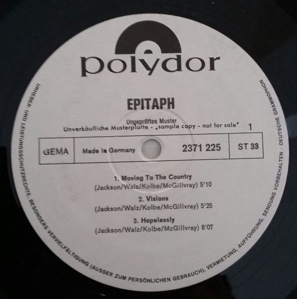 Epitaph – Epitaph (1971, Vinyl) - Discogs