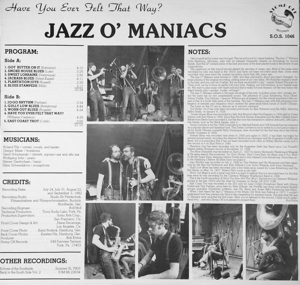 télécharger l'album Jazz O'Maniacs - Have You Ever Felt That Way
