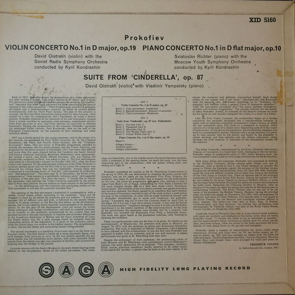 baixar álbum Prokofiev, Richter, Oistrakh - Violin Concerto No 1 Piano Concerto No1 Suite From Cinderella