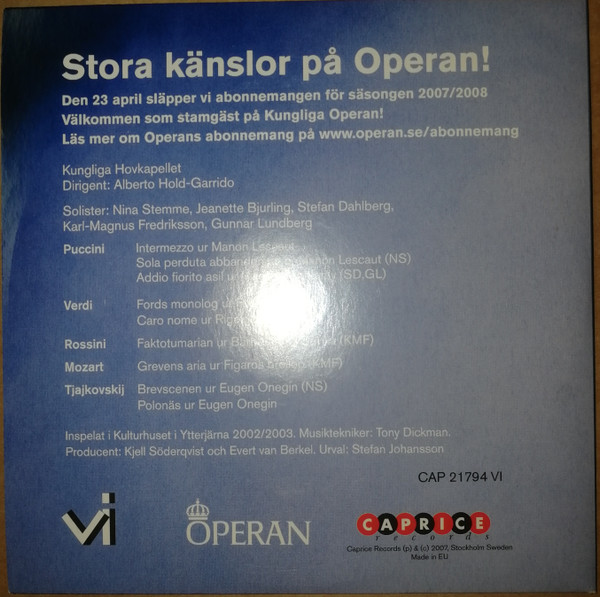 Album herunterladen Kungliga Hovkapellet Dirigent Alberto HoldGarrido - Stora Känslor På Operan