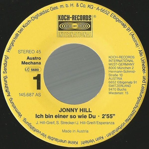 télécharger l'album Jonny Hill - Ich Bin Einer So Wie Du