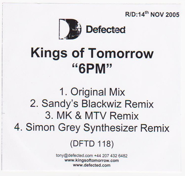 Kings Of Tomorrow 6 PM Releases Discogs