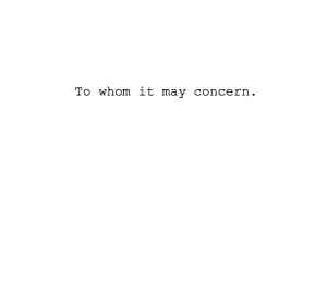 To Whom It May Concern [DVD]