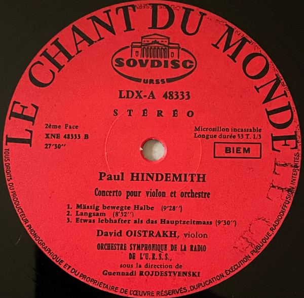 descargar álbum David Oistrakh Interprète Bela Bartok Paul Hindemith - Concerto N 1 Pour Violon Concerto Pour Violon