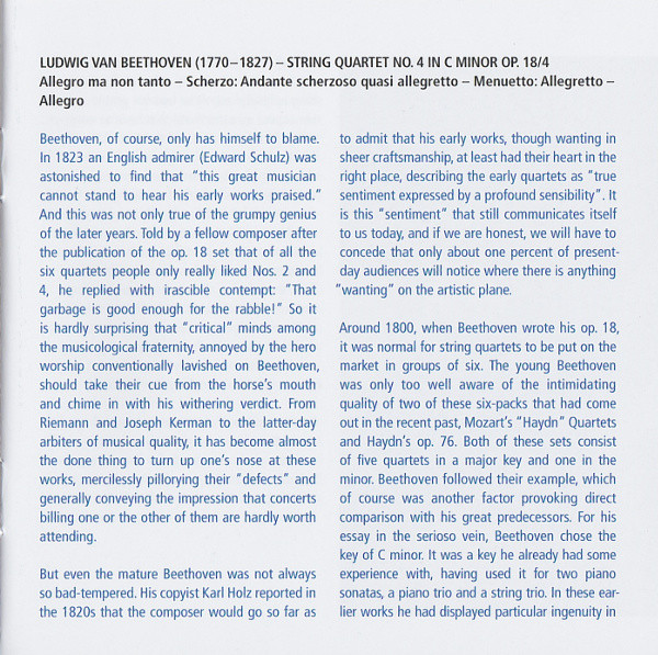 télécharger l'album Ludwig van Beethoven, Thierry Stöckel, Wolfgang Marguerre, Marianne Venzago, Christian Delacroix - String Quartet In C Minor Op 18 No 4