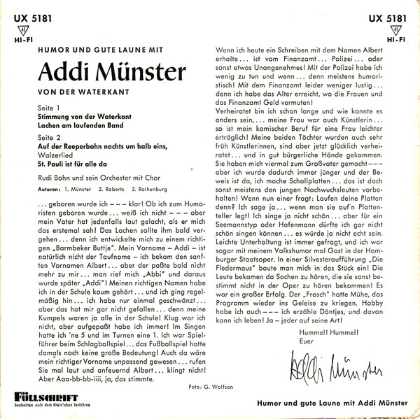 télécharger l'album Addi Münster - Humor Und Gute Laune Mit Addi Münster Von Der Waterkant