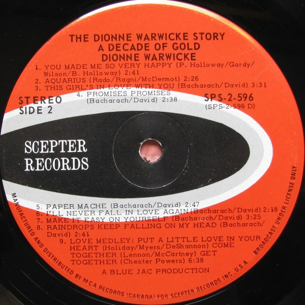 Dionne Warwicke - A Decade Of Gold (The Dionne Warwicke Story) | Scepter Records (SPS 2-596) - 5