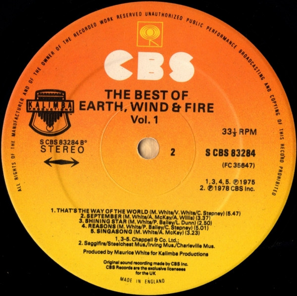 Earth, Wind & Fire - The Best Of Earth, Wind & Fire Vol. I | CBS (83284) - 5