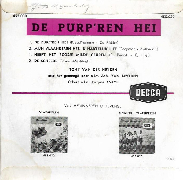 télécharger l'album Tony Van der Heyden - De Purpren Hei