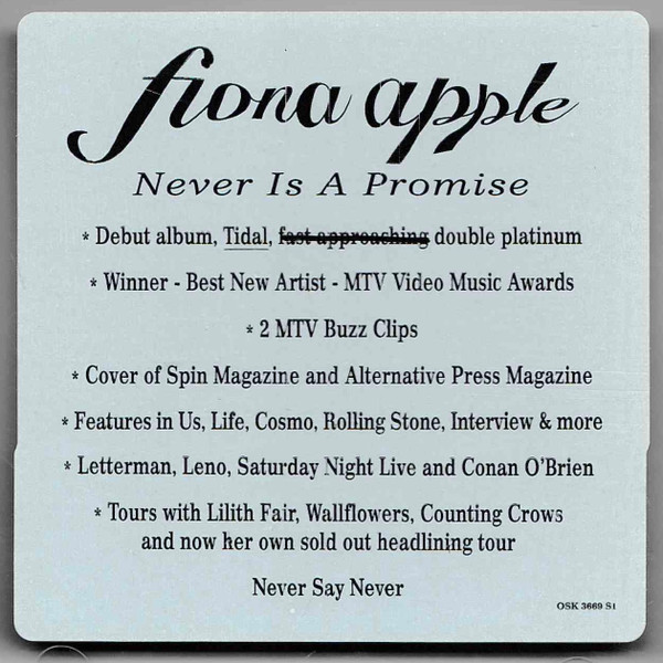 baixar álbum Fiona Apple - Never Is A Promise