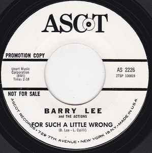 Barry Lee And The Actions - For Such A Little Wrong / Try Me album cover