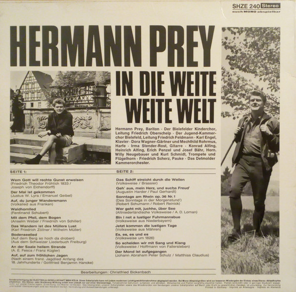 Album herunterladen Hermann Prey Und Der Bielefelder Kinderchor - In Die Weite Weite Wlet Lieder Zu Lande Und Zu Wasser