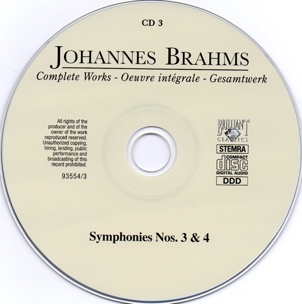 ladda ner album Johannes Brahms - Symphonies Nos 3 4