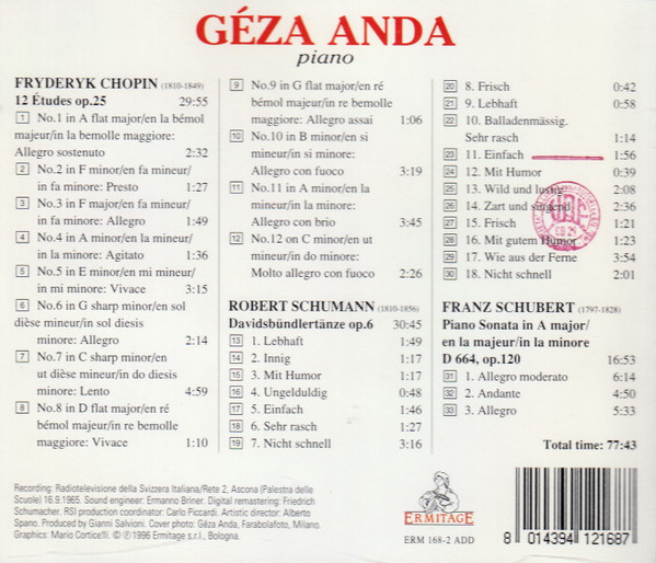 lataa albumi Chopin, Schumann, Schubert - Géza Anda Piano