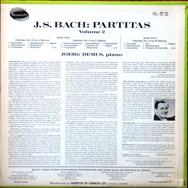 ladda ner album Joerg Demus - Plays J S Bach Partitas 3 5 6