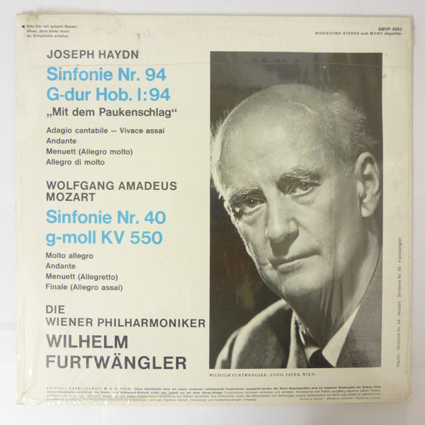 télécharger l'album Wilhelm Furtwangler, Wolfgang Amadeus Mozart, Joseph Haydn - Mozart Sinfonie Nr 40 Haydn Sinfonie Nr 94 Mit Dem Paukenschlag