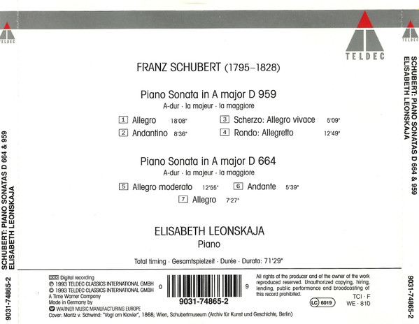 descargar álbum Schubert, Elisabeth Leonskaja - Piano Sonatas No13 D664 No20 D959