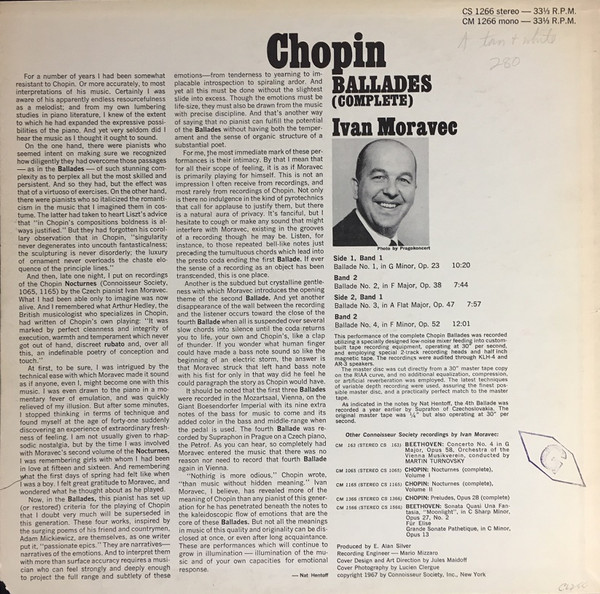 Album herunterladen Chopin, Ivan Moravec - Ballades Complete