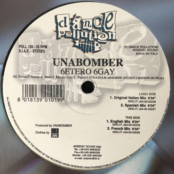 [MP3]  Unabomber - 6Etero 6Gay (Dance Pollution – POLL 158) (2000) LTc3NjMuanBlZw