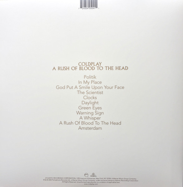 Coldplay – A Rush Of Blood To The Head (2008, 180 Gram, Vinyl) - Discogs