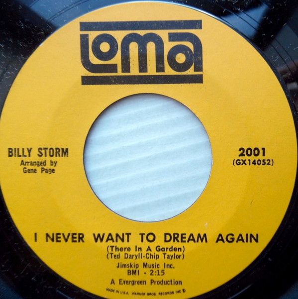 last ned album Billy Storm - I Never Want To Dream Again There In A Garden