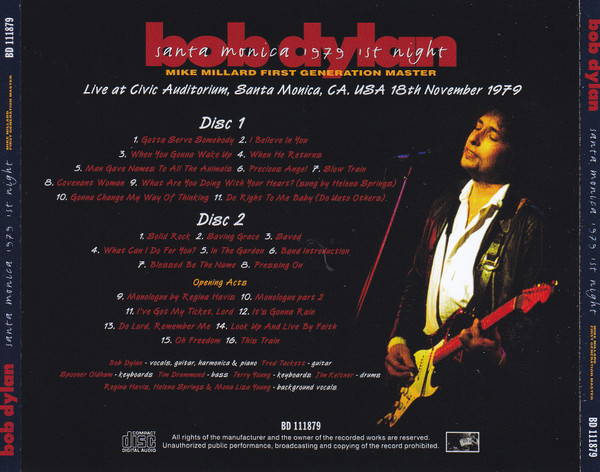 Album herunterladen Bob Dylan - Santa Monica 1979 1st Night Mike Millard First Generation Master