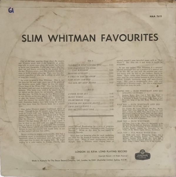 descargar álbum Slim Whitman - Slim Whitman Favourites