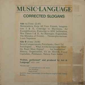 Art & Language - Music-Language: Corrected Slogans アルバムカバー