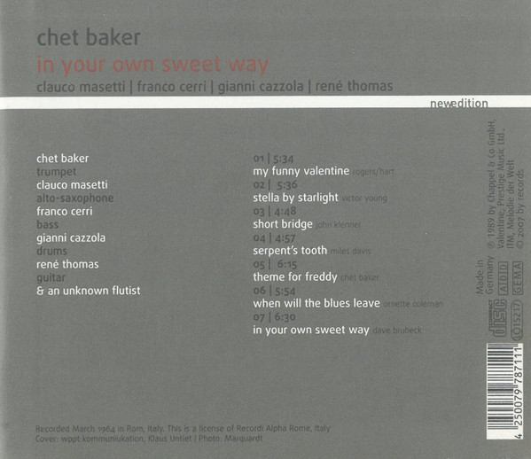 descargar álbum Download Chet Baker - In Your Own Sweet Way album