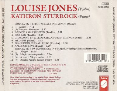 last ned album Louise Jones & Kathron Sturrock - Play Beethoven Mozart Fauri Gluck Kreider and Vitali and 2 Welsh Folk Songs