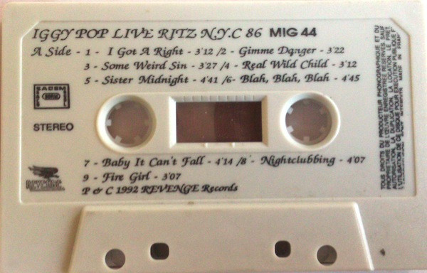 Iggy Pop - Live Ritz N.Y.C 86 | Releases | Discogs