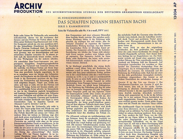 baixar álbum Johann Sebastian Bach Enrico Mainardi - Suite Für Violoncello Solo Nr 5 C moll BWV 1011