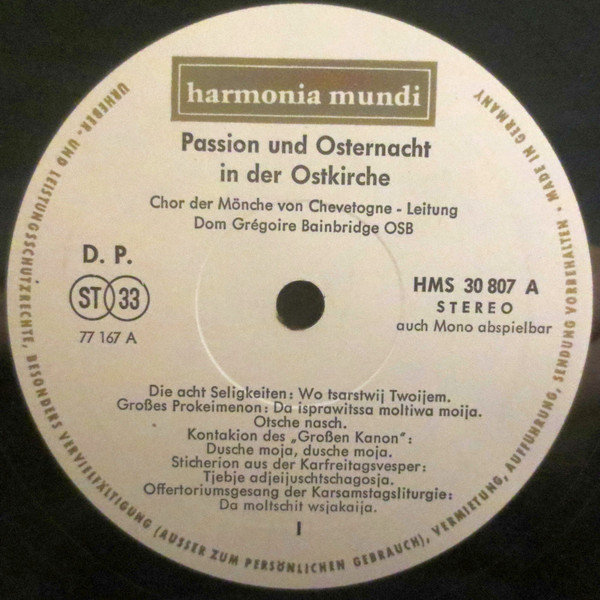 lataa albumi Chor Der Mönche von Chevetogne, Dom Gregoire Bainbridge,OSB - Passion Und Osternacht In Der Ostkirche